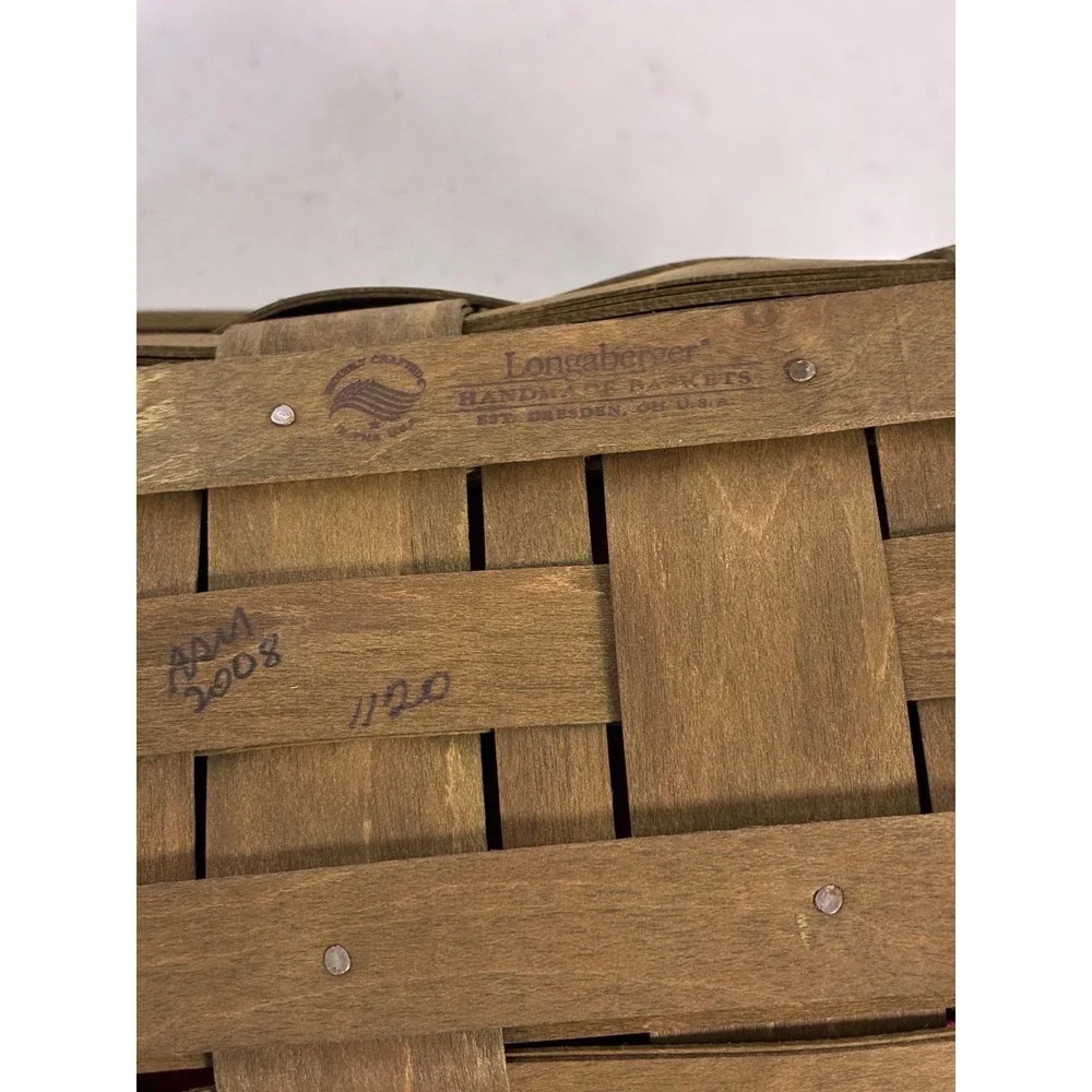 Longaberger 2008 Slanted Basket Green Red Liner Plastic Protector‎ Signed ASM